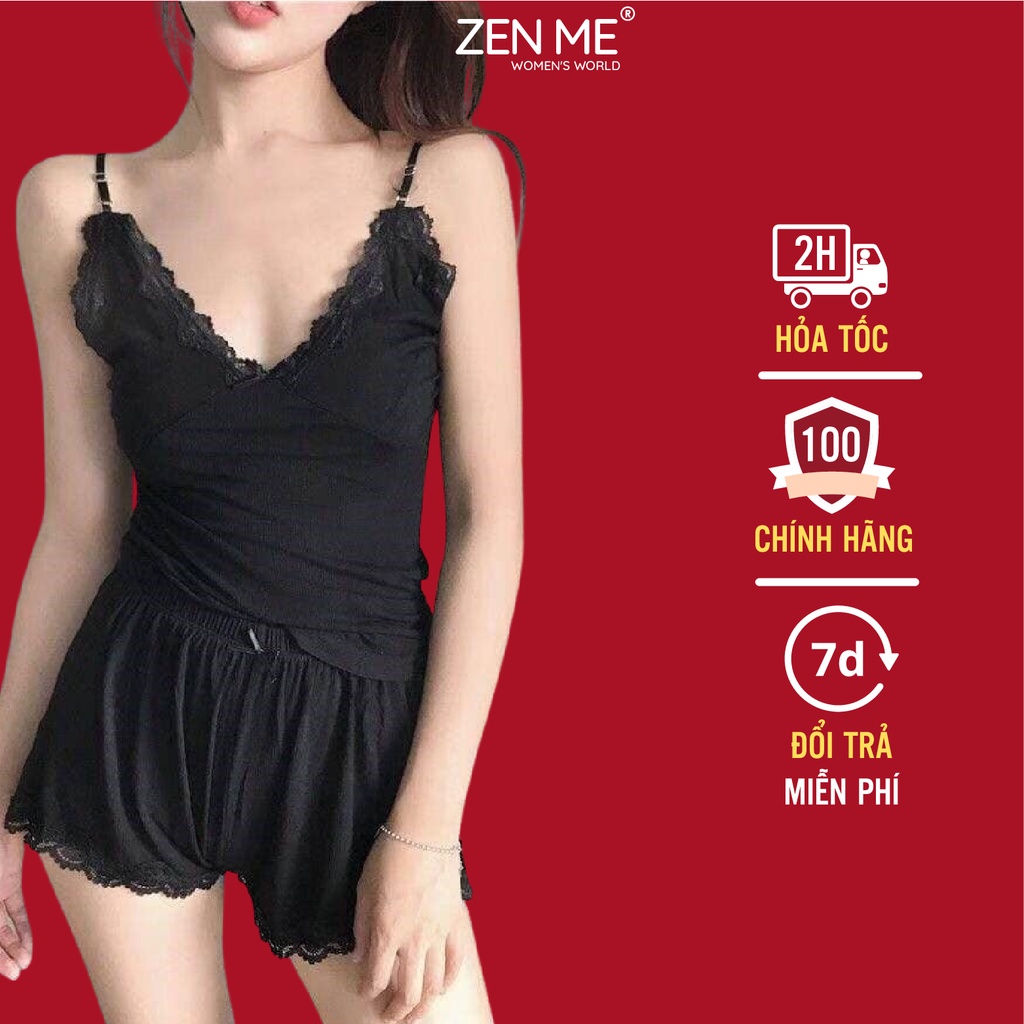 Bộ đồ ngủ Zen Me hai dây chất liệu thun cotton co giãn thoải mái, ôm dáng sexy