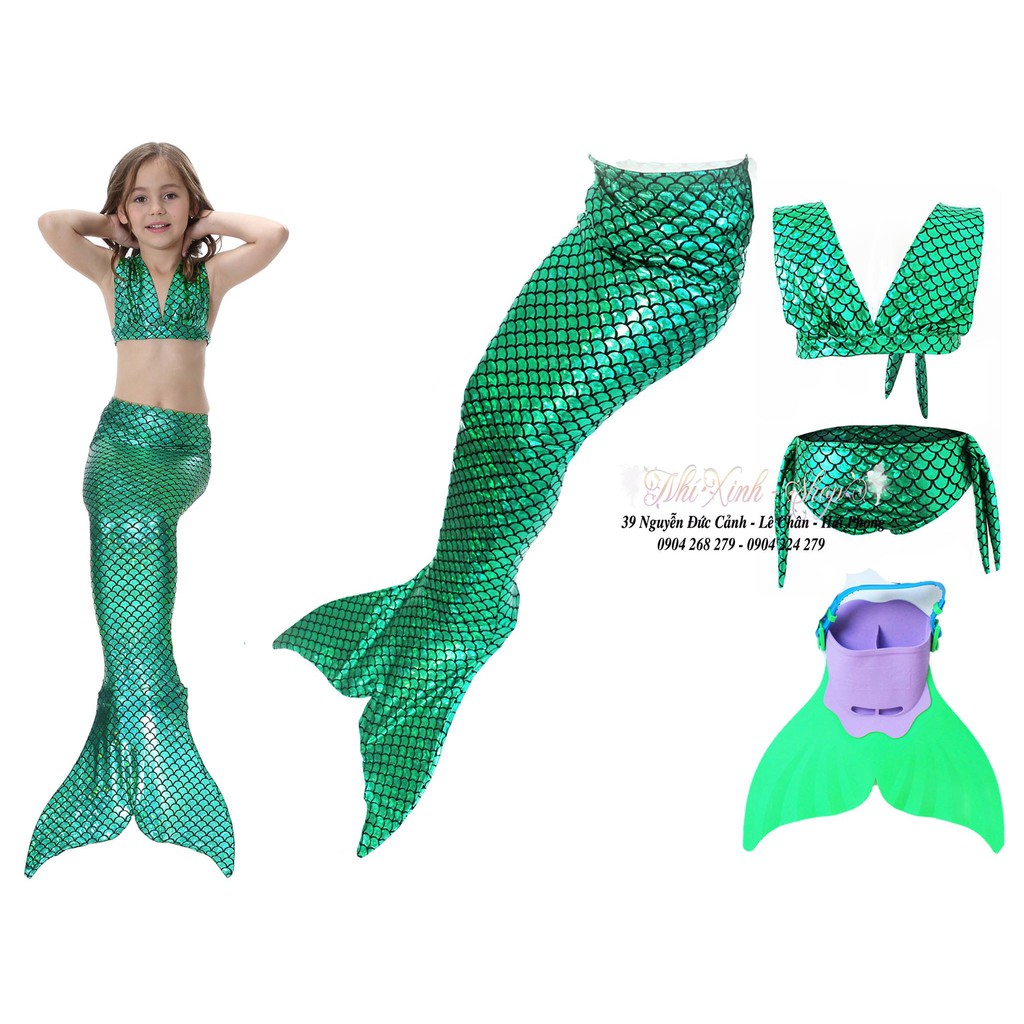 Bộ Đồ Bơi Bikini Phong Cách Nàng Tiên Cá Cho Bé Gái