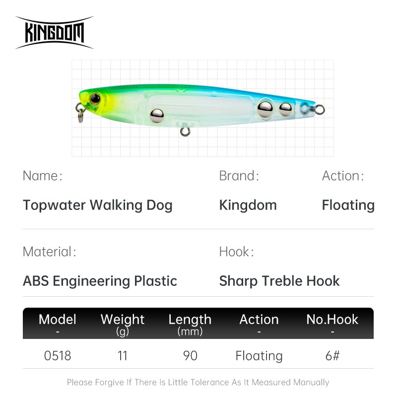 Mồi Câu Cá Walker Kingdom Giả Có Móc 2021 90mm Chất Lượng Cao