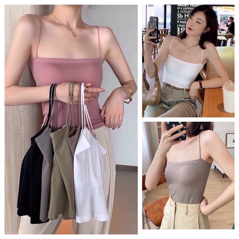 Áo Bra Nữ 2 Dây Sợi bún Mảnh Dáng Lửng Có Đệm Trend co giãn mềm mịn
