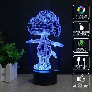 Đèn LED công tắc chạm hình Peanuts trong phim Snoopy 3D với 7 màu ...