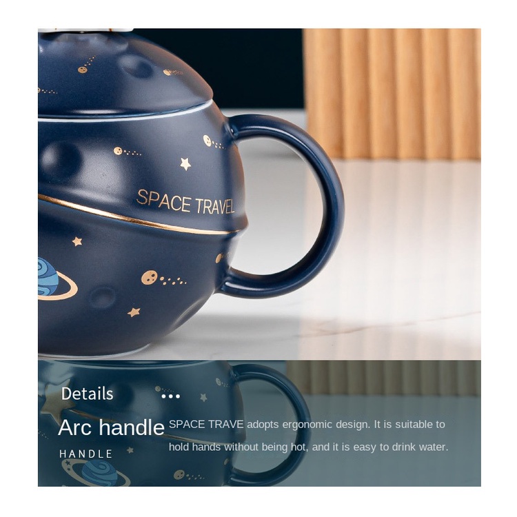 Cốc sứ cao cấp phi hành gia Cốc Sứ Kèm Thìa Pha Trà Cafe Cốc sứ uống nước  dễ thương 400ml,  quà tặng cao cấp sinh quà Giáng sinh