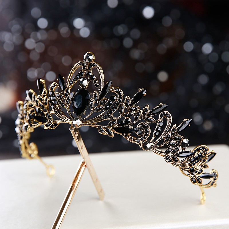 Vương miện kim loại màu đen phong cách Gothic thời trang