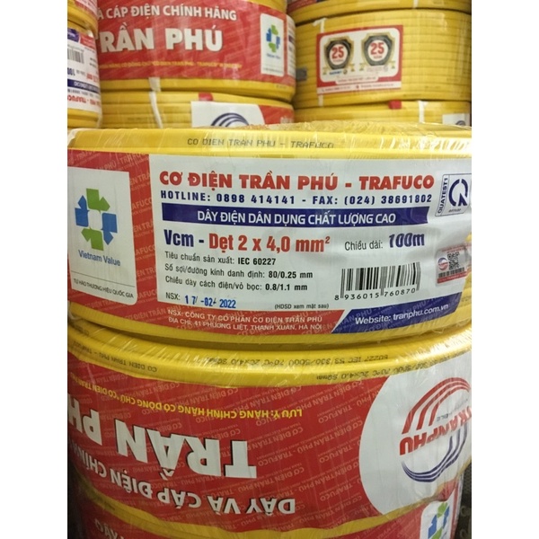 Dây điện mềm 2x4 trần phú 41 phương liệt