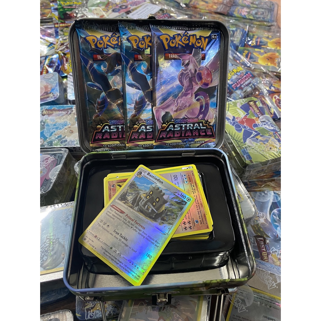 Ảnh thẻ  Pokemon thẻ bài pokemon loại đẹp hộp sắt có tặng kèm thẻ vip