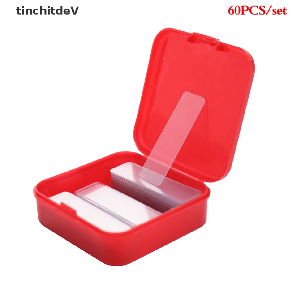 Hộp 60 Băng Keo Hai Mặt Hình Vuông Siêu Dính Trong Suốt Chống Thấm Nước Không Để Lại Dấu Vết