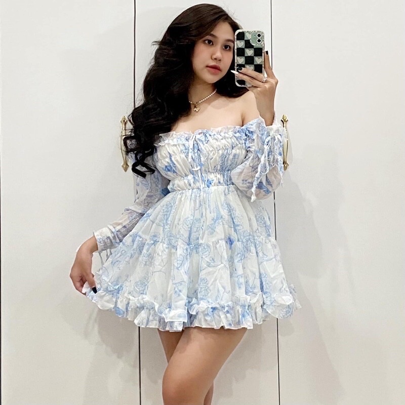 JUM HOA XẾP LY NHÍU NGỰC THẮT NƠ