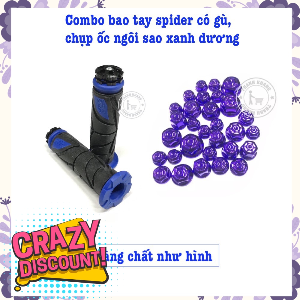 Combo bao tay spider màu xanh dương có gù và chụp ốc ngôi sao màu xanh dương thanh khang 006001379 006000584