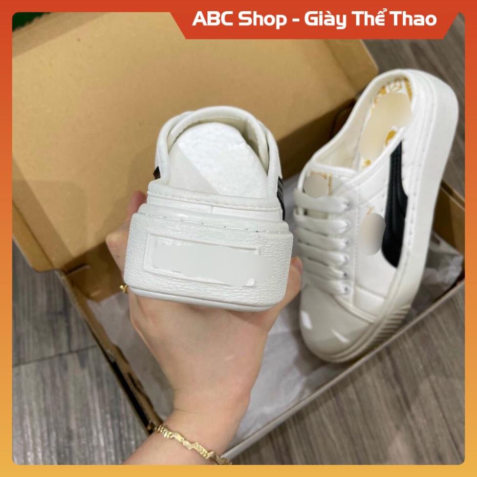 Hàng loại A - FreeShip] Giầy P,uma trắng viền đen đặp gót siêu xnh, Giày Sneaker Pum.a Nữ Trắng đạp gót full hộp
