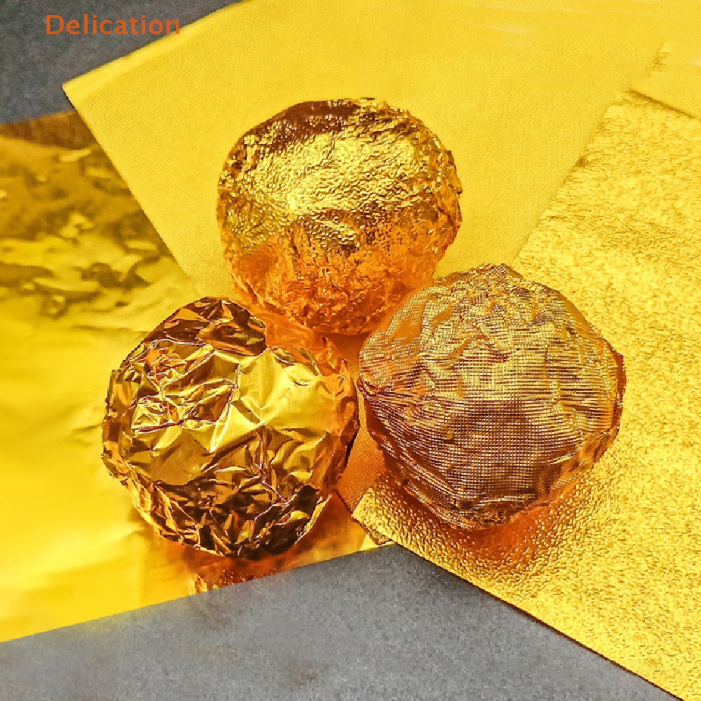 Set 100 Giấy Nhôm Gói Kẹo / Sô Cô La Màu Vàng