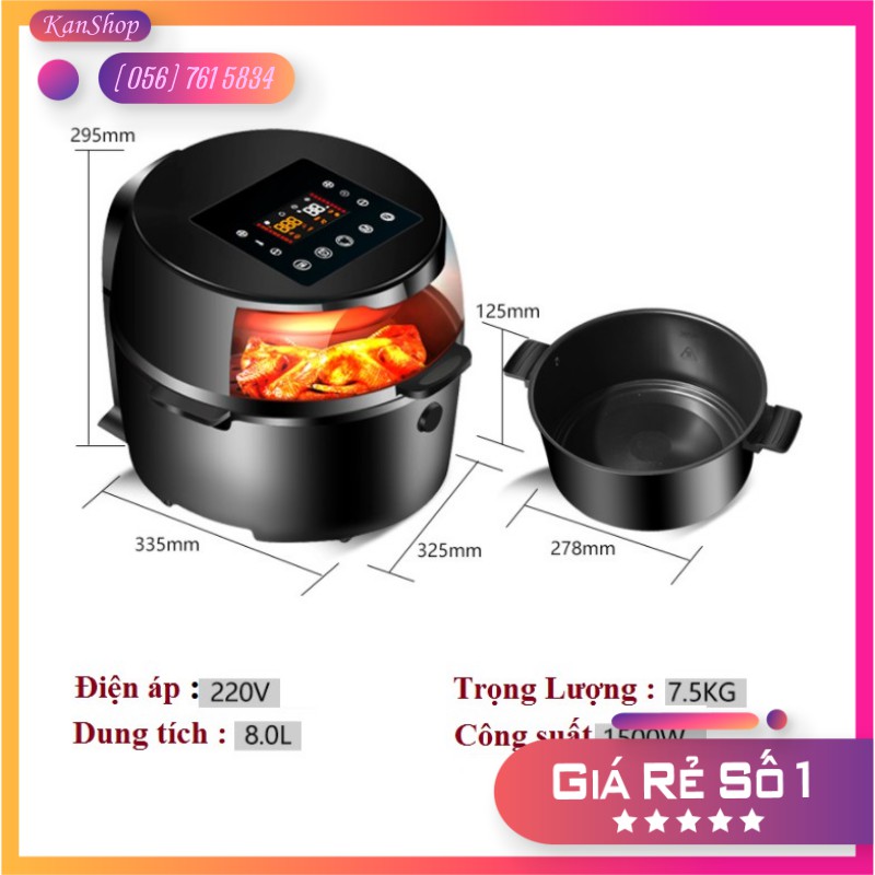 [BẢO HÀNH 06 THÁNG] Nồi Chiên Không Dầu Xuyên Thấu Camel dung tích 8L thế hệ mới 2021, điện tử chất lượng cao