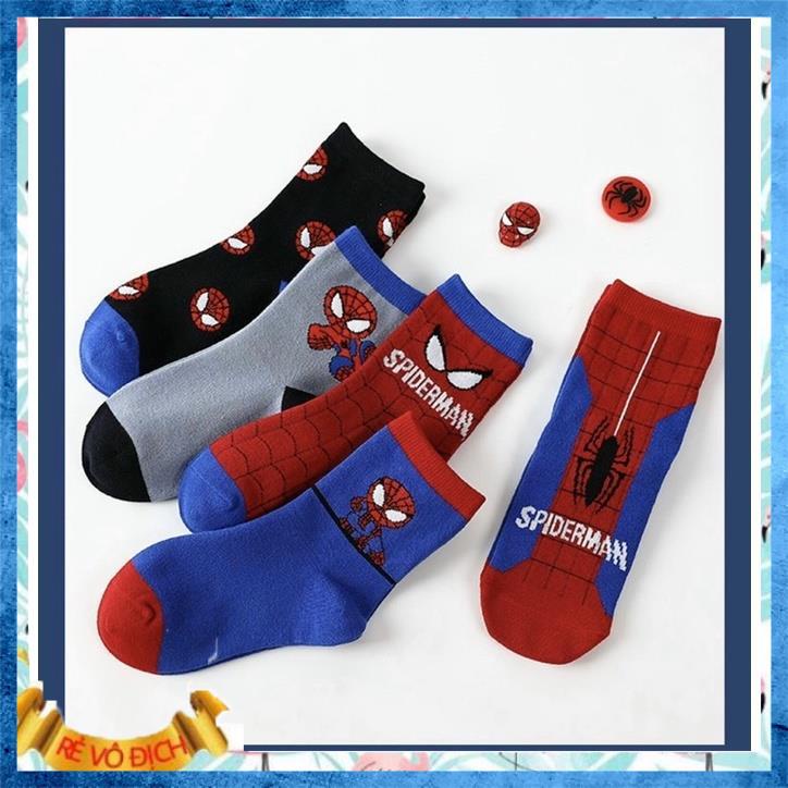 Set 10 đôi tất trẻ em, tất bé trai cổ cao hình siêu nhân người nhện cho bé từ 1 đến 9 tuổi