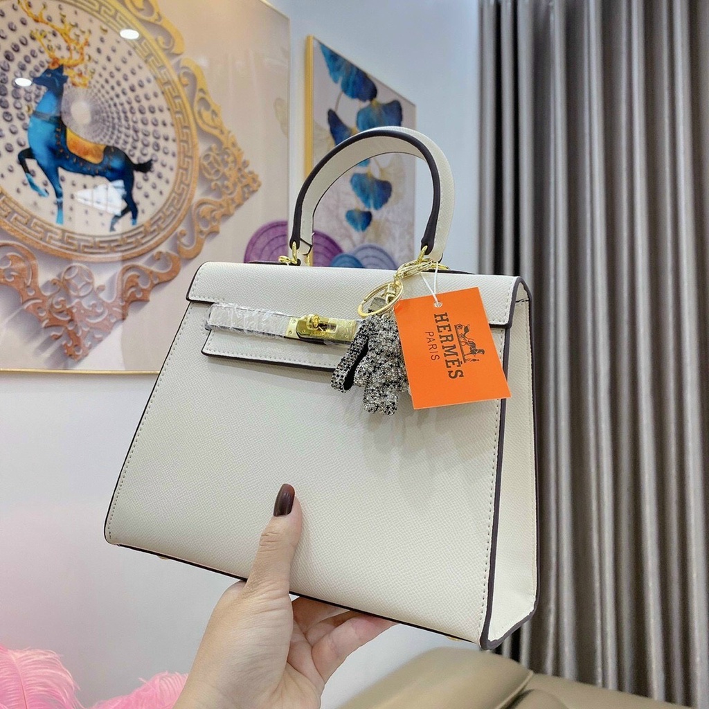 Túi kely size 25 Túi xách Nữ Hermess Dáng Cao Tặng Kèm Khăn,Có Dây Dài Đeo Chéo Cực Xinh