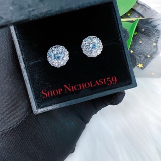  Bông tai tròn đính đá vừa mạ bạch kim Nicholas159 