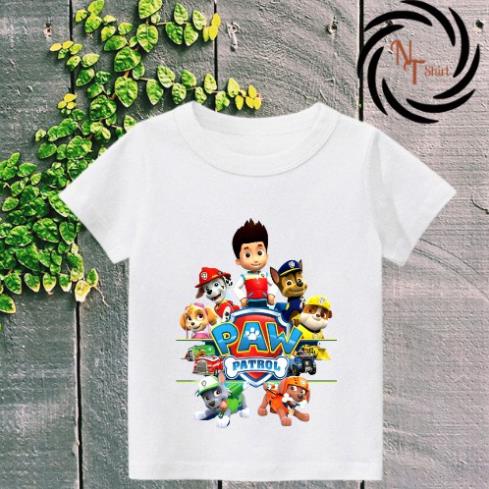 Áo thun bé trai và bé gái, Áo phông trẻ em in hình Đội Chó Cứu Hộ Paw Patrol, Áo cotton mặc mát thoải mái