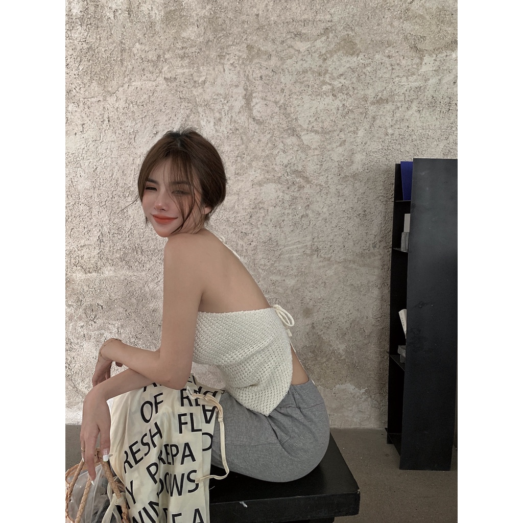 Áo Hai Dây Dệt Kim Dáng Ôm Quyến Rũ Dễ Phối Đồ Thời Trang Hàn Quốc