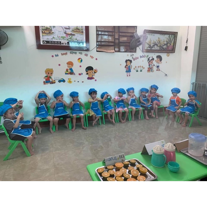 set 10 bộ tạp dề xanh dương