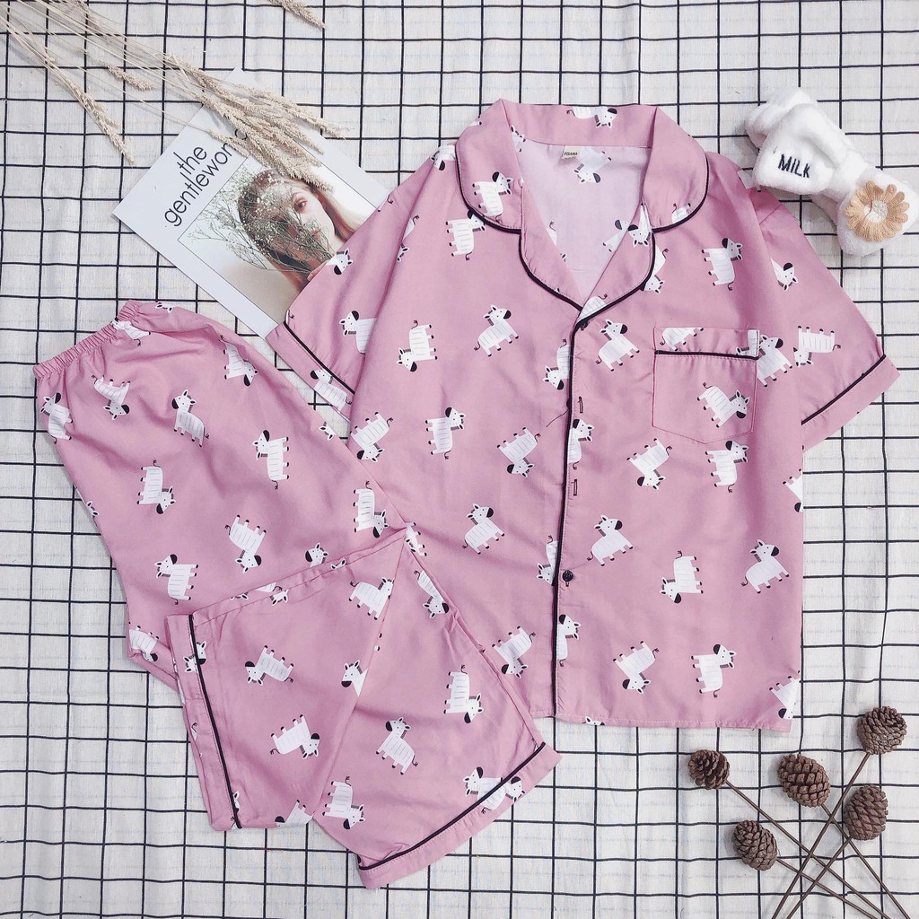 Bộ ngủ Kate cộc lửng - Pijama chống nhăn Rosara phụ kiện