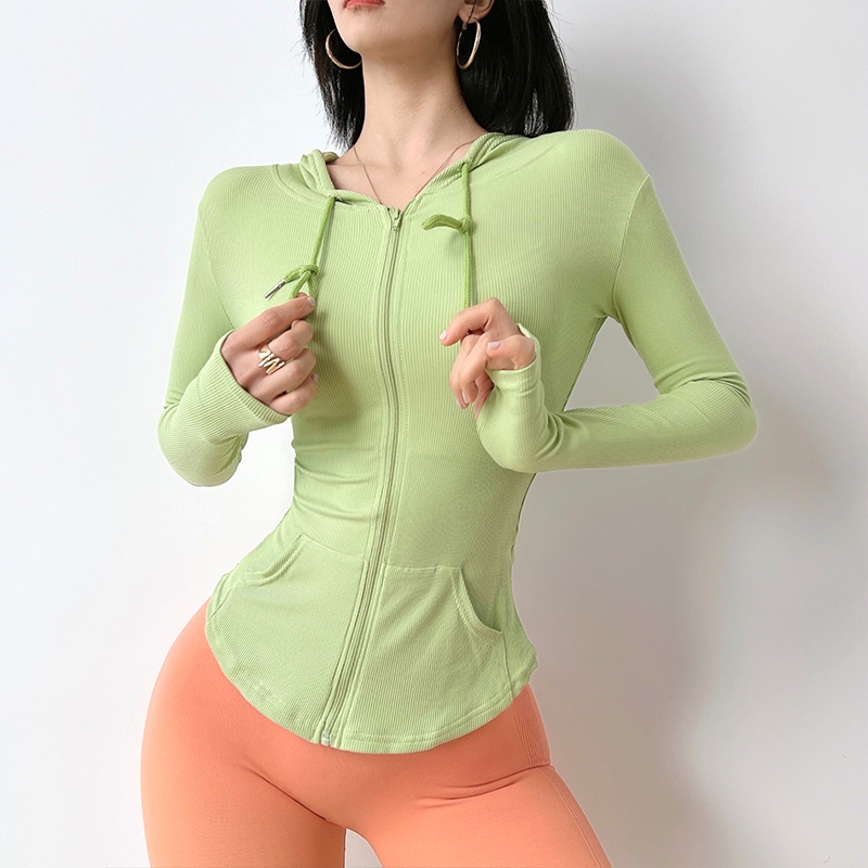 Áo khoác thể thao có mũ trùm đầu Mitaogirl  yoga co giãn
