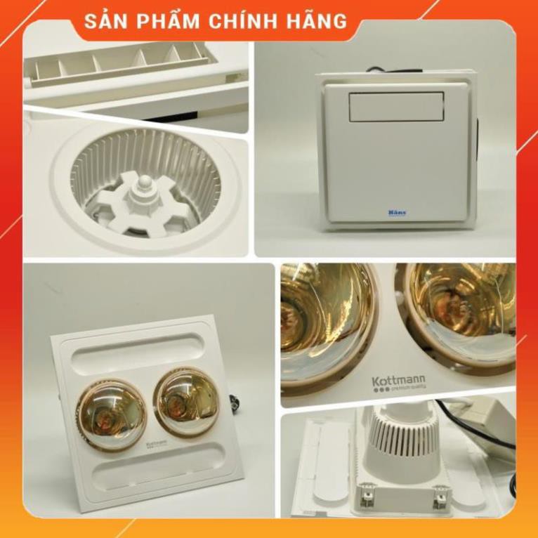 [Hỏa tốc 1 giờ] [FREESHIP] Đèn sưởi 2 bóng Kottmann âm trần K9-S - Hàng chính hãng cao cấp, BH 12 tháng