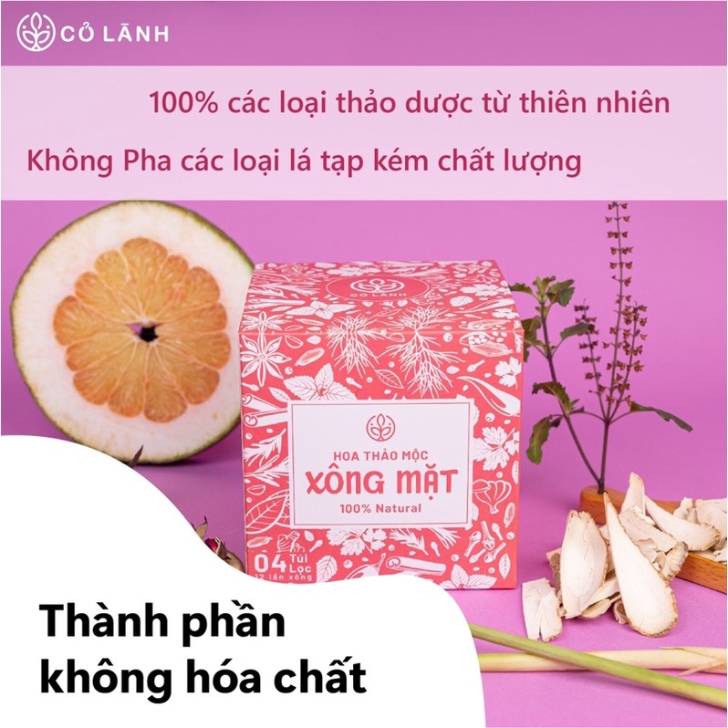 Hoa thảo dược xông mặt Cỏ Lành - 4 gói 12 lần xông giúp trắng sáng, làm sạch sâu da