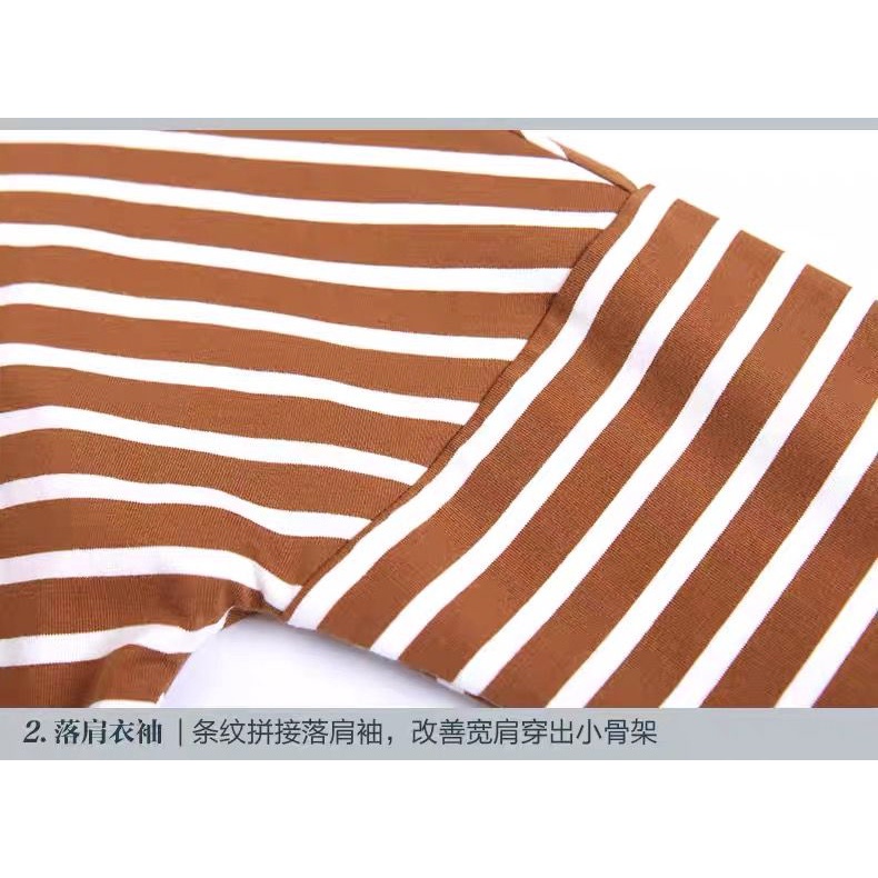 Áo Thun Tay Dài Dáng Rộng Kẻ Sọc Ngang Trẻ Trung Hợp Thời Trang Cho Bạn Gái Trung Niên