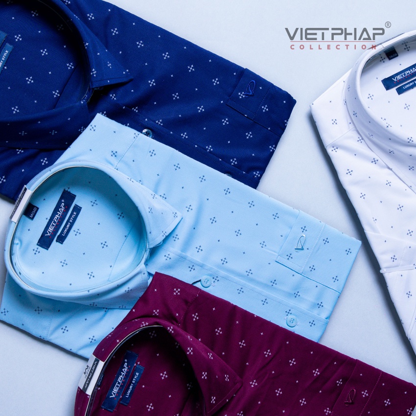 Áo sơ mi Bamboo ngắn tay nam VIỆT PHÁP / Form Luxury / chất liệu Sợi Tre Cao Cấp thoáng mát 2110