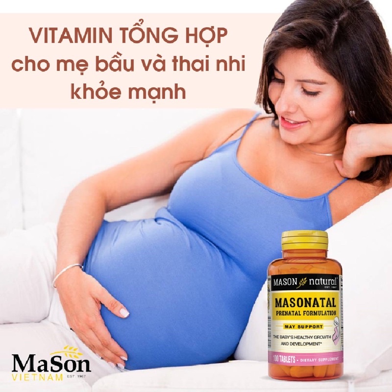 [Vitamin bầu] Masonatal Prenatal Formulation Lọ 100 Viên Bổ Sung Vitamin Tổng Hợp Cho Mẹ