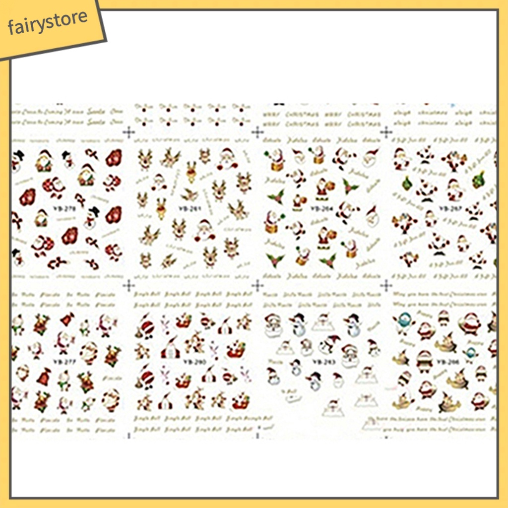 Set 12 Tấm Hình Dán Họa Tiết Giáng Sinh Dễ Thương Dùng Để Trang Trí Móng Nghệ Thuật