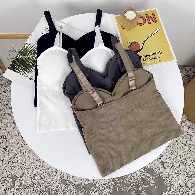 Áo 2 dây bản to có mút ngực  có dây điều chỉnh chất thun thái xịn ! (AL14)