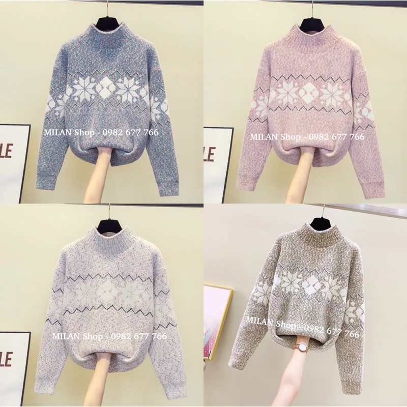 Áo len dài tay dáng suông 2 hoạ tiết nhiều màu hot | BigBuy360 - bigbuy360.vn