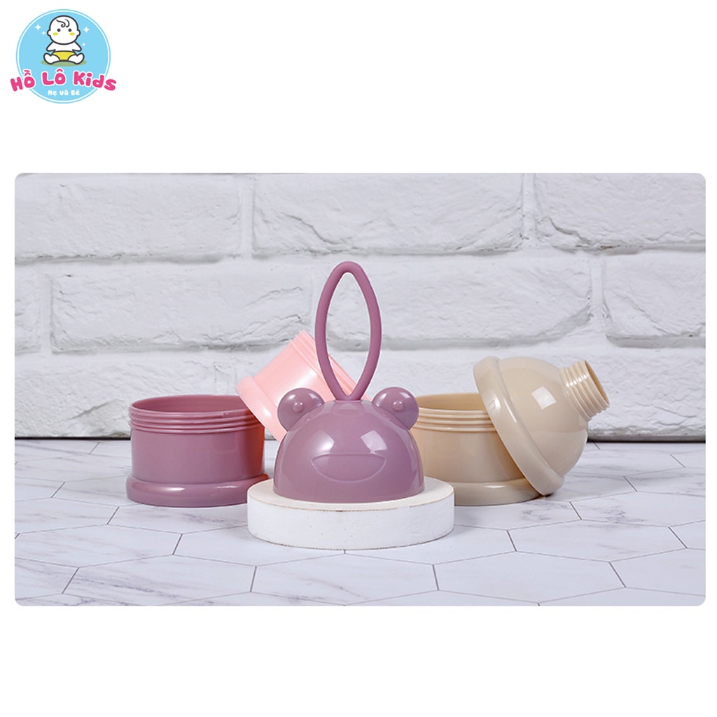 Hộp chia sữa, hộp chia thức ăn cho bé 3 tầng hình gấu có quai xách Hồ Lô Kids