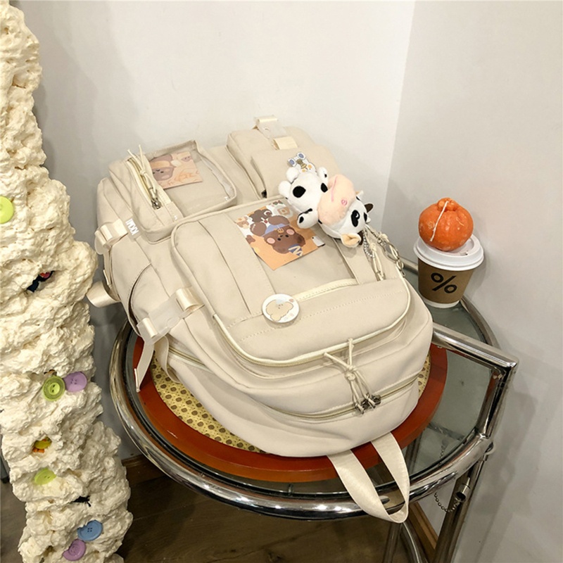 Ba Lô Đi Học Nhiều Túi Dễ Thương Phong Cách Harajuku Nhật Bản