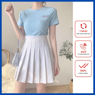 Chân váy xếp ly trắng kiểu tennis,chân váy xếp ly chữ a siêu xinh cạp cao phong cách Ulzzan