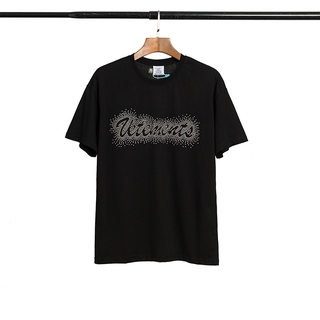 Áo thun cotton ngắn tay in chữ đính đá unisex