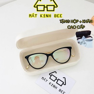 Kính giả cận kiểu dáng mắt mèo gọng kim loại cao cấp thời trang cho nữ BEE1540 tặng hộp + khăn