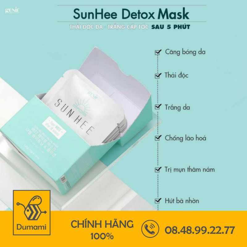 Mặt nạ thải độc Sunhee Genie Medi Facial Mask Hàn Quốc(hộp 12 gói)