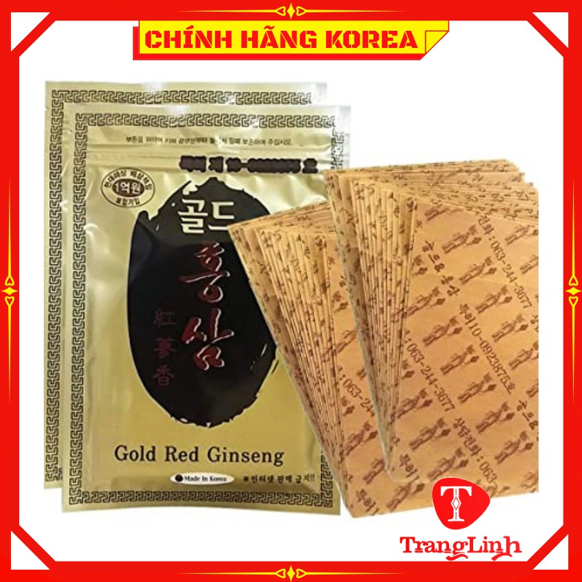 Cao dán hồng sâm hàn quốc, cao dán sâm Gold red ginseng loại đặc biệt, túi 20 miếng