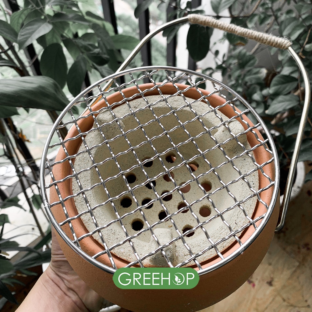 Vỉ nướng BBQ hình tròn Greehop bằng inox chống dính