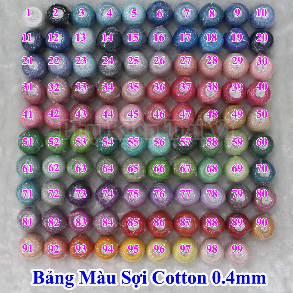 Sợi cotton 0.4mm - 28k/ cuộn 10g ( màu 51-&gt;99)