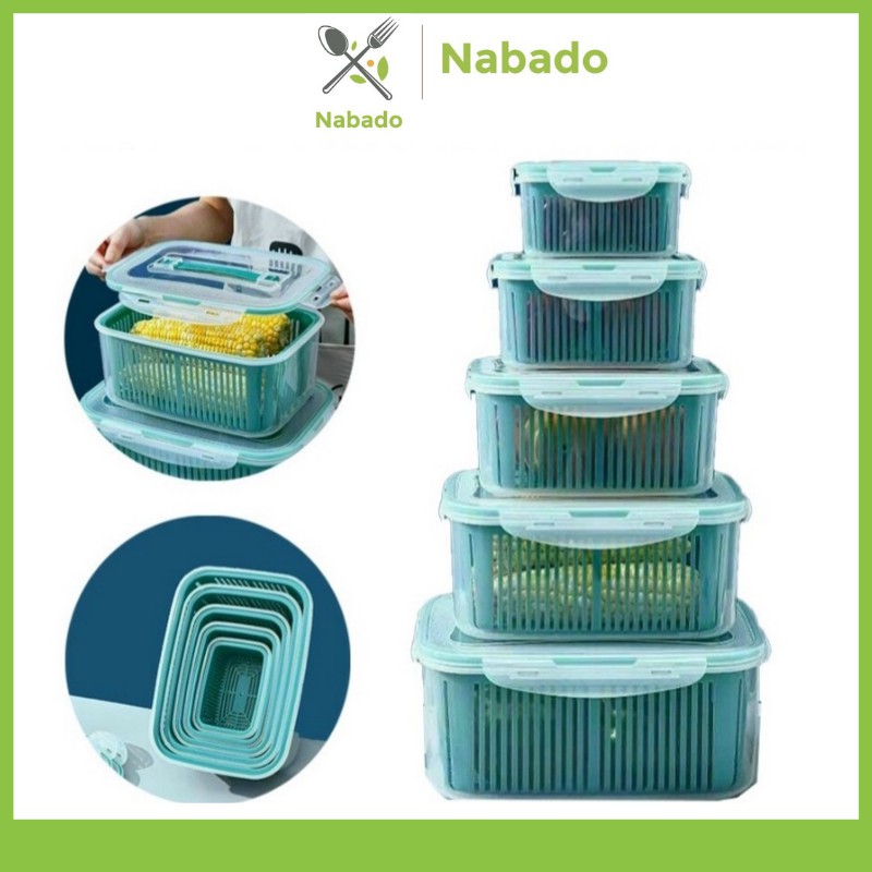 SET 5 Hộp Đựng Đồ, Thực Phẩm Bảo Quản Tủ Lạnh Đa Năng Có Nắp Đậy Cao Cấp