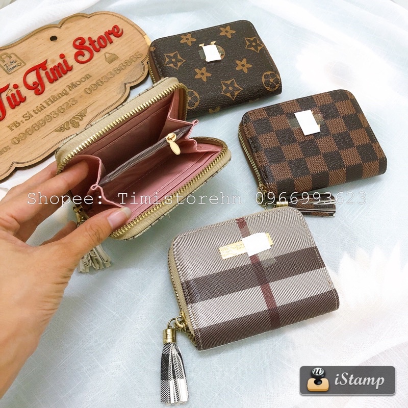 Ví tiền nữ, Bóp tiền nữ, Ví nữ, Bóp nữ, Ví ngắn kéo khoá nhiều ngăn da họa tiết bền đẹp TIMISTOREHN V04
