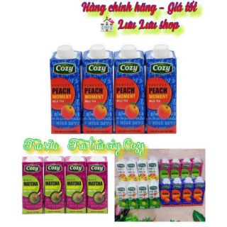 ( Lốc 4 hộp )Rau má đậu xanh /Trà sữa đào / matcha Cozy/ trà trái cây 225 ml * 4 hộp