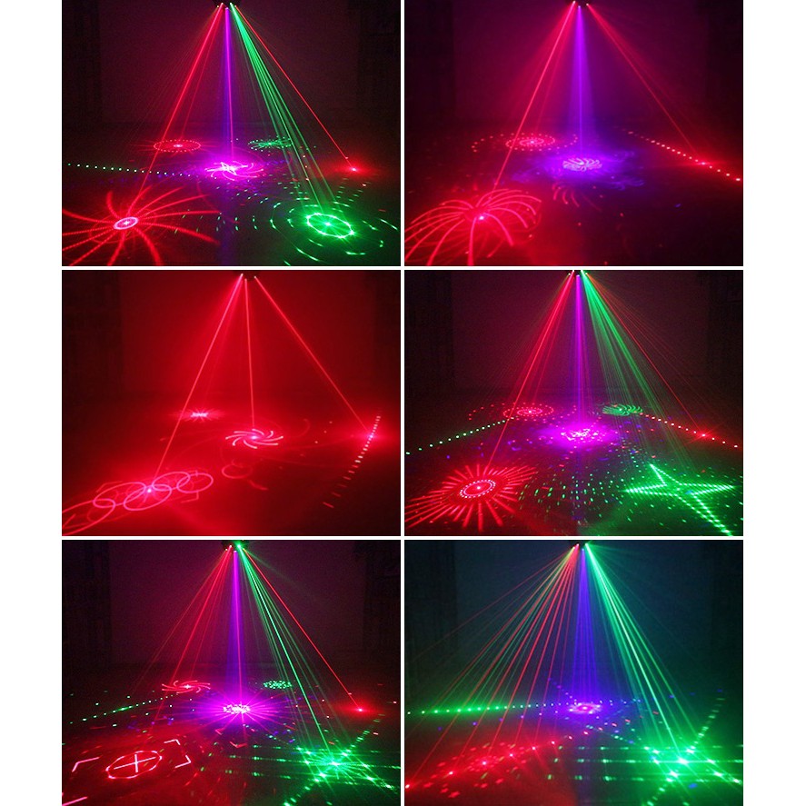 Đèn LASER vũ trường 8 mắt laze CẢM BIẾN ÂM THANH, Có chế độ DMX - Hàng chuẩn như video, hình ảnh