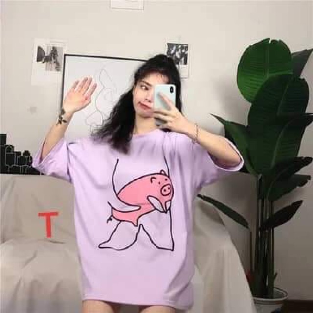 Áo phông tay ôm lợn hồng DTR0919