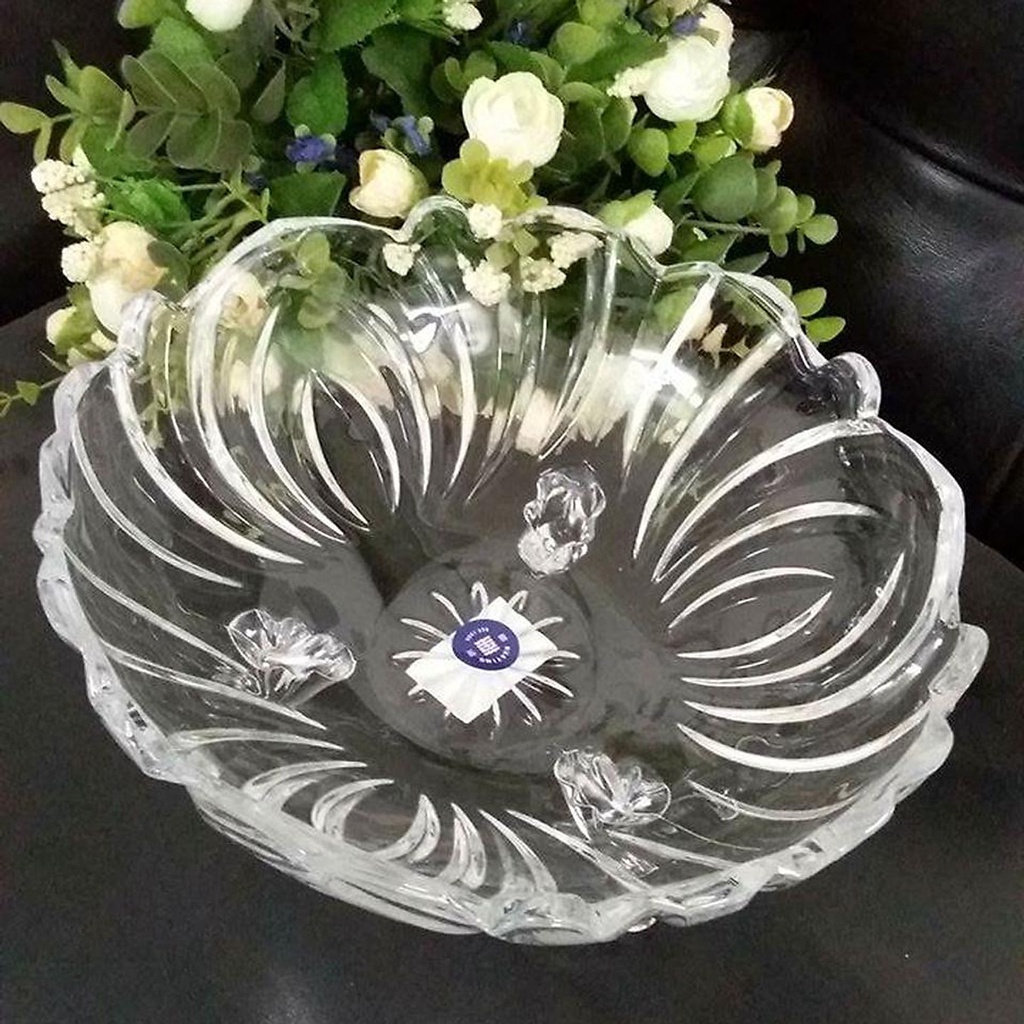 Dĩa 3 Chân Thủy Tinh Cao Cấp Đựng Hoa Quả, Chân Trâu, Trộn Salat Tiện Lợi