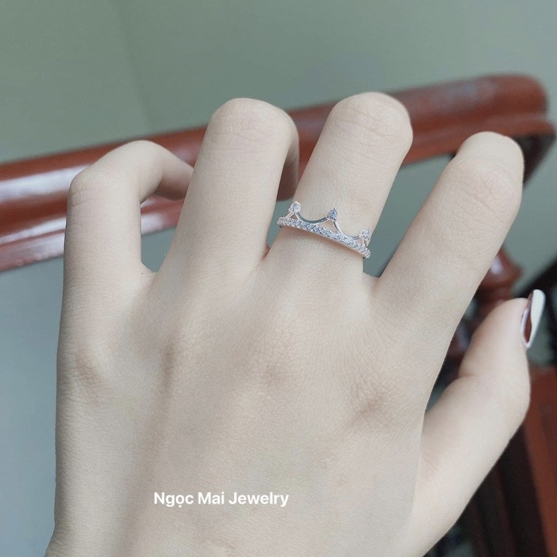 Nhẫn nữ Vương miện bạc nhỏ xinh, Ngọc Mai Jewelry đính đá tinh tế lấp lánh cuốn hút