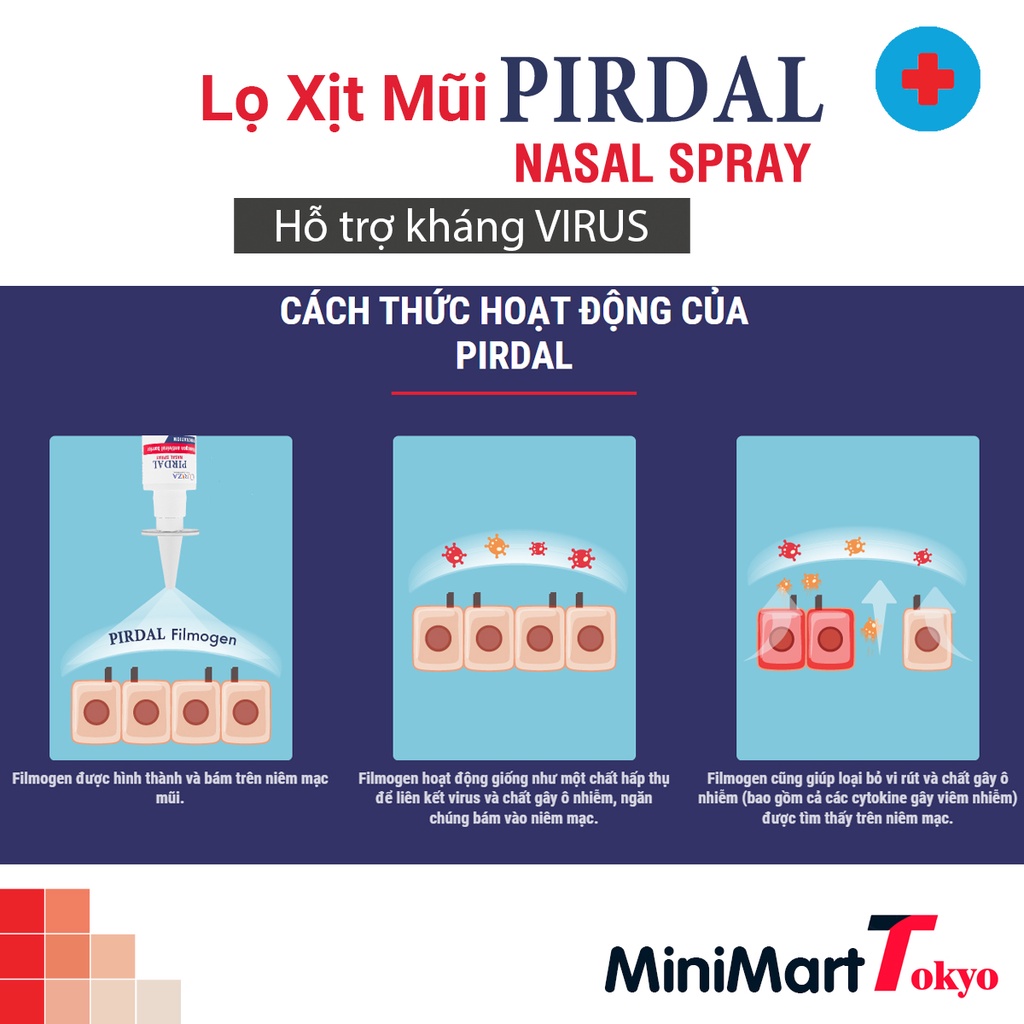 Bình xịt mũi Pirdal Nasal Spray 15ml kháng khuẩn Virus Pháp và bình xịt mũi VIRALEZE 10ml từ Úc