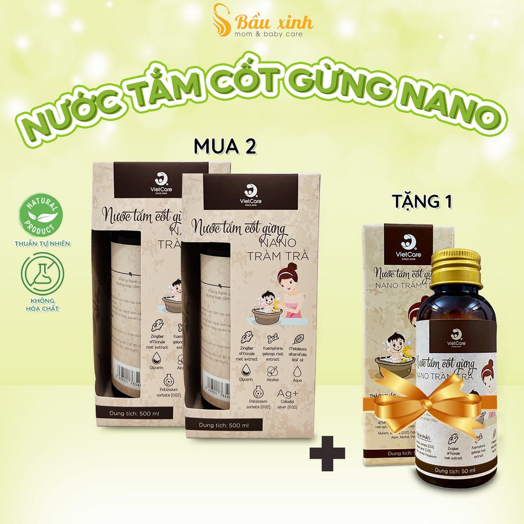 Nước Tắm Cốt Gừng Nano Tràm Trà, Giữ Ấm, Làm Sạch Da Bé, Giảm Mẩn Ngứa, Rôm Sảy, Tràm Trà, Nano Bạc, Nước khử I-on