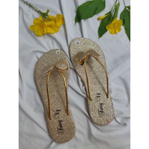 SALE 2021 Dép Kim Tuyến Xỏ ngón 2 Dây Nơ Cánh Tiên NAHI NGOCHIEU1111